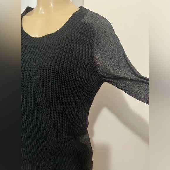 La Scala black knit sweater with glittery sleeves - Picture 3 of 7